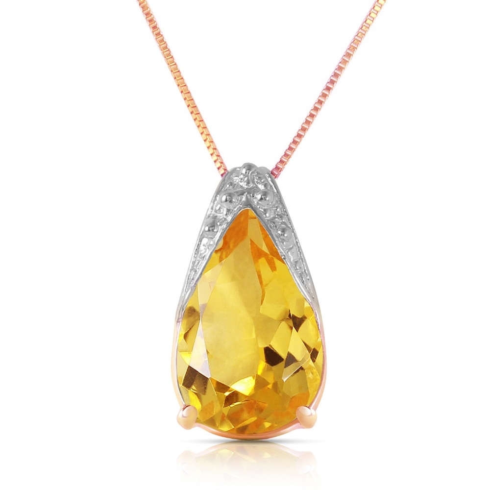 14K. SOLID GOLD NECKLACE WITH NATURAL CITRINE - Picture 3 of 7
